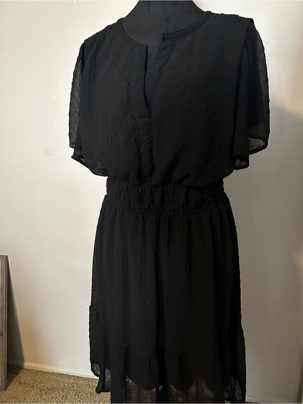 Maurices Black Midi Dress with Flutter Sleeves